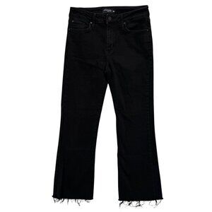 Just Black Scissor Cut Crop Flare Jeans Womens Black Stretch Denim Size 28